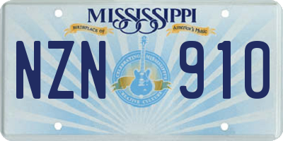 MS license plate NZN910