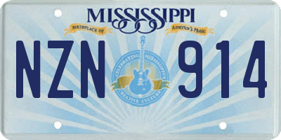 MS license plate NZN914