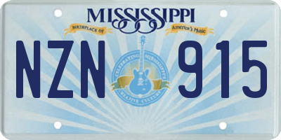MS license plate NZN915