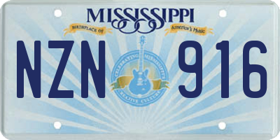 MS license plate NZN916