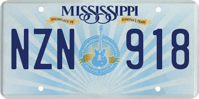 MS license plate NZN918