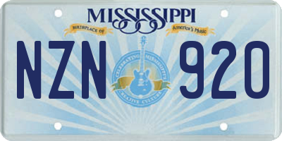 MS license plate NZN920