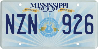MS license plate NZN926