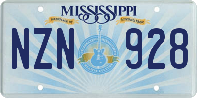 MS license plate NZN928