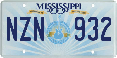 MS license plate NZN932