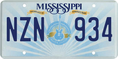 MS license plate NZN934