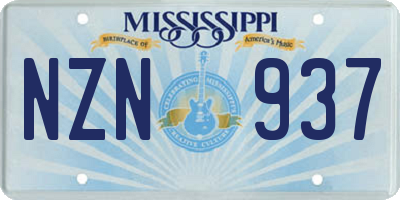 MS license plate NZN937
