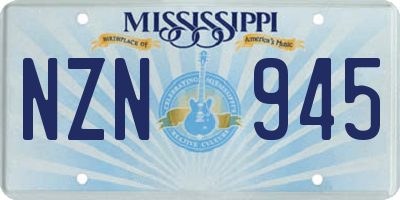 MS license plate NZN945