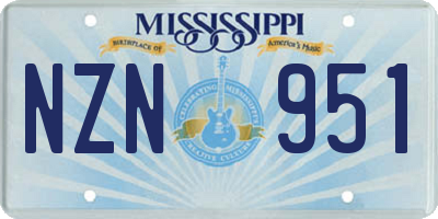 MS license plate NZN951