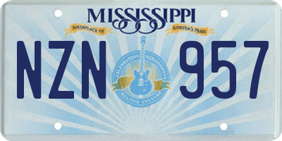 MS license plate NZN957