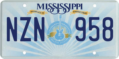 MS license plate NZN958