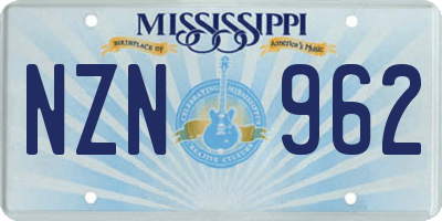 MS license plate NZN962