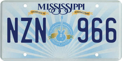 MS license plate NZN966