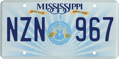 MS license plate NZN967