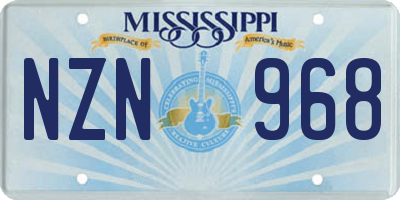 MS license plate NZN968