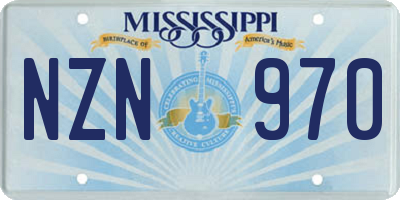 MS license plate NZN970