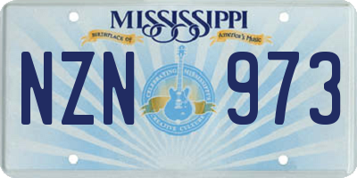 MS license plate NZN973