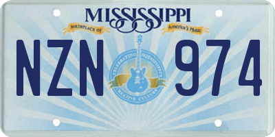 MS license plate NZN974