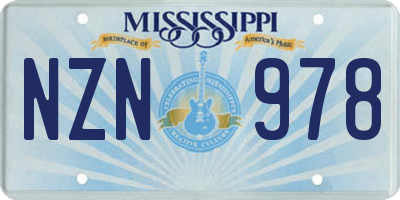 MS license plate NZN978