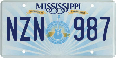 MS license plate NZN987