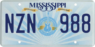 MS license plate NZN988