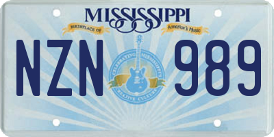 MS license plate NZN989