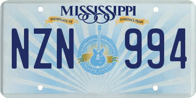 MS license plate NZN994