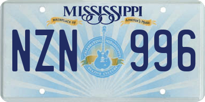 MS license plate NZN996