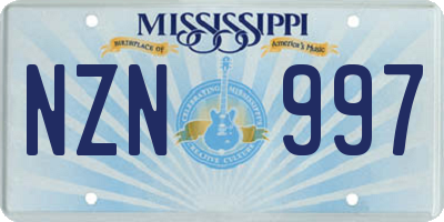 MS license plate NZN997