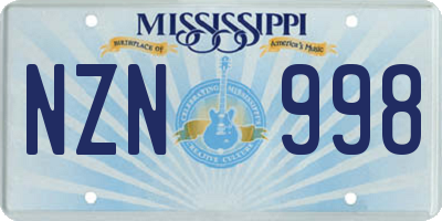 MS license plate NZN998
