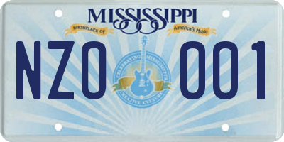 MS license plate NZO001