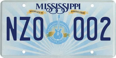 MS license plate NZO002