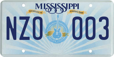 MS license plate NZO003