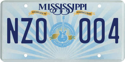 MS license plate NZO004