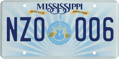 MS license plate NZO006