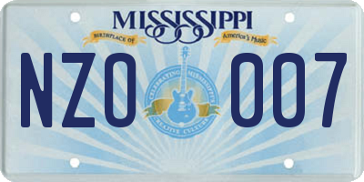 MS license plate NZO007