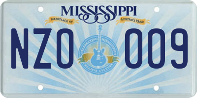 MS license plate NZO009