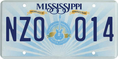 MS license plate NZO014