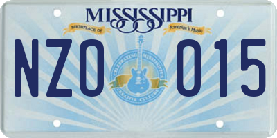 MS license plate NZO015