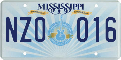 MS license plate NZO016