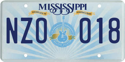 MS license plate NZO018