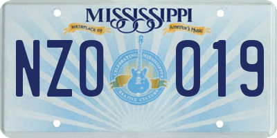 MS license plate NZO019