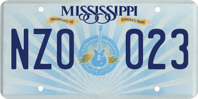 MS license plate NZO023