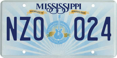 MS license plate NZO024