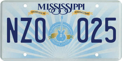 MS license plate NZO025