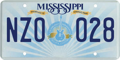 MS license plate NZO028