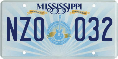 MS license plate NZO032