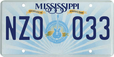 MS license plate NZO033