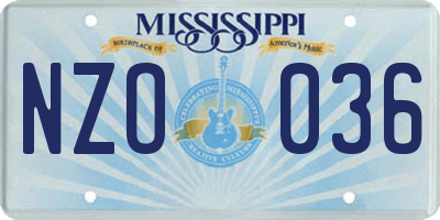 MS license plate NZO036