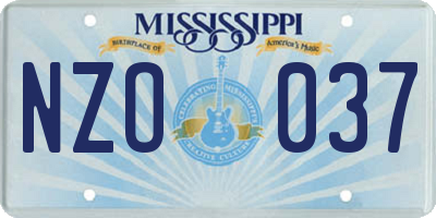 MS license plate NZO037
